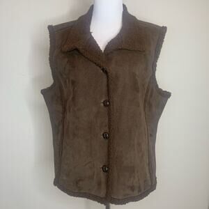 Mountain Lake Brown Suede Shearling Vest Sz Large